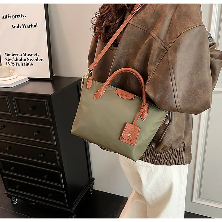 Women Crossbody Tote Bag Beige Nylon 2025 Spring — feature 31