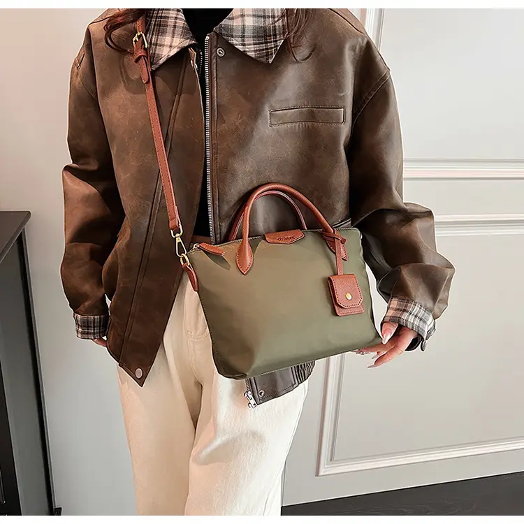Women Crossbody Tote Bag Beige Nylon 2025 Spring — feature 32