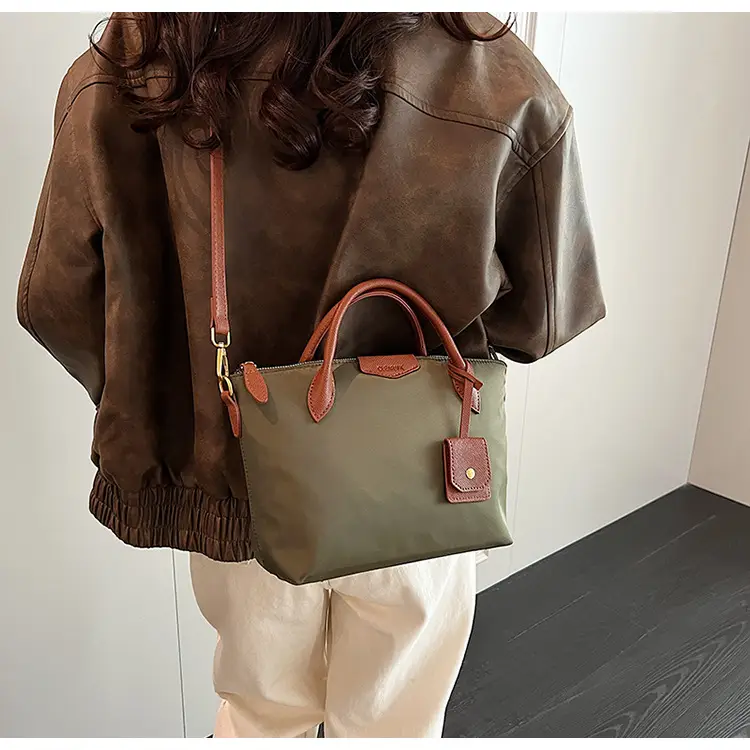 Women Crossbody Tote Bag Beige Nylon 2025 Spring — feature 38