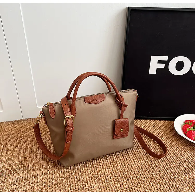 Women Crossbody Tote Bag Beige Nylon 2025 Spring — feature 39