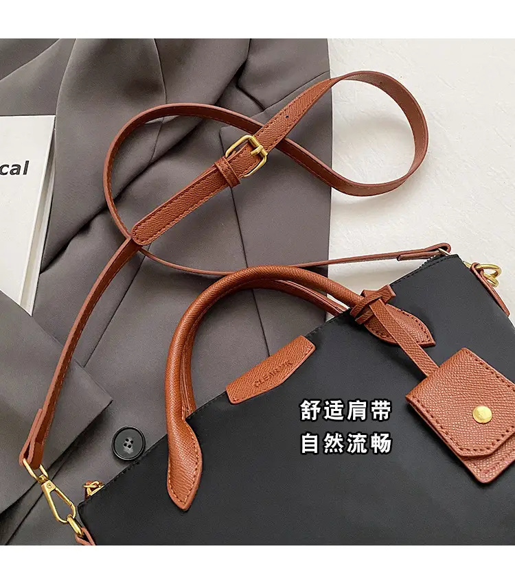 Women Crossbody Tote Bag Beige Nylon 2025 Spring — feature 6