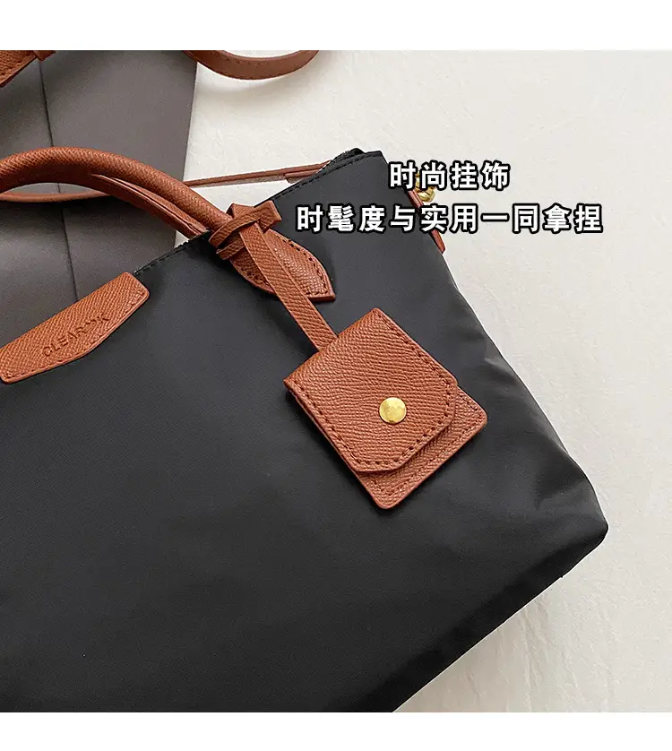 Women Crossbody Tote Bag Beige Nylon 2025 Spring — feature 8