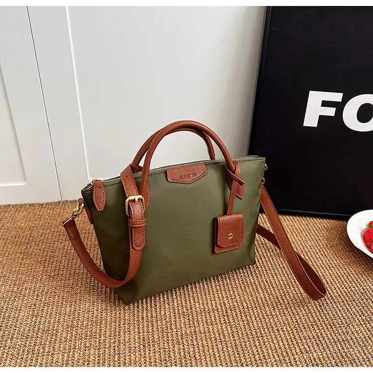 Women Crossbody Tote Bag Beige Nylon 2025 Spring - Image 2