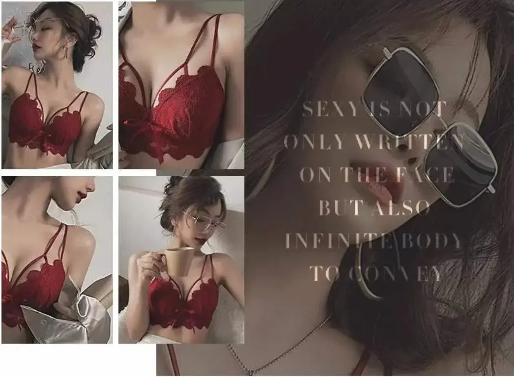 Red Lace Push Up Bra for Small Chest Anti Sagging — feature 12