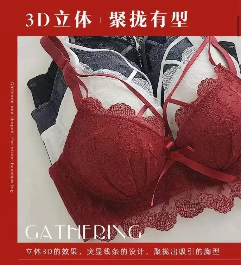 Red Lace Push Up Bra for Small Chest Anti Sagging — feature 13