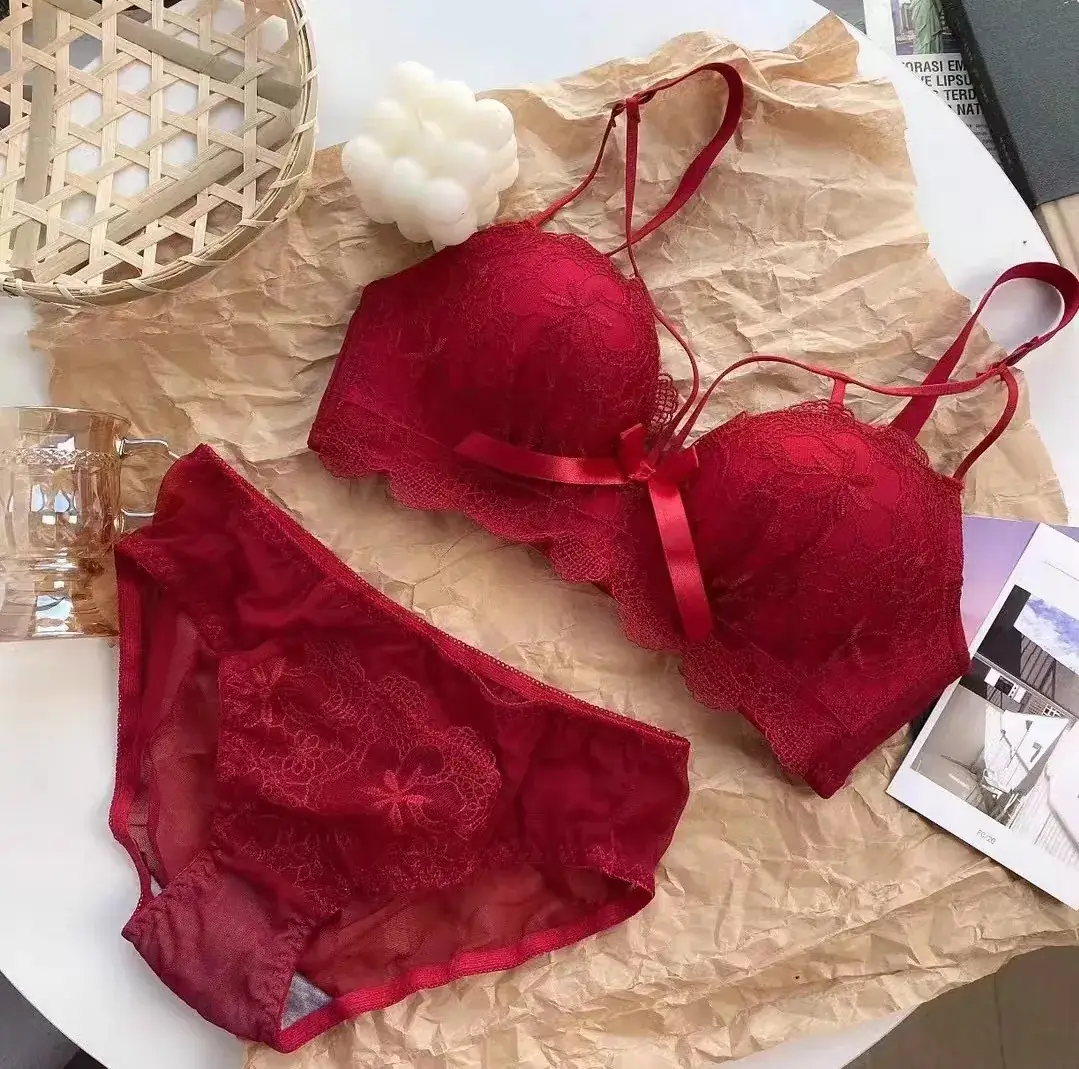 Red Lace Push Up Bra for Small Chest Anti Sagging — feature 30