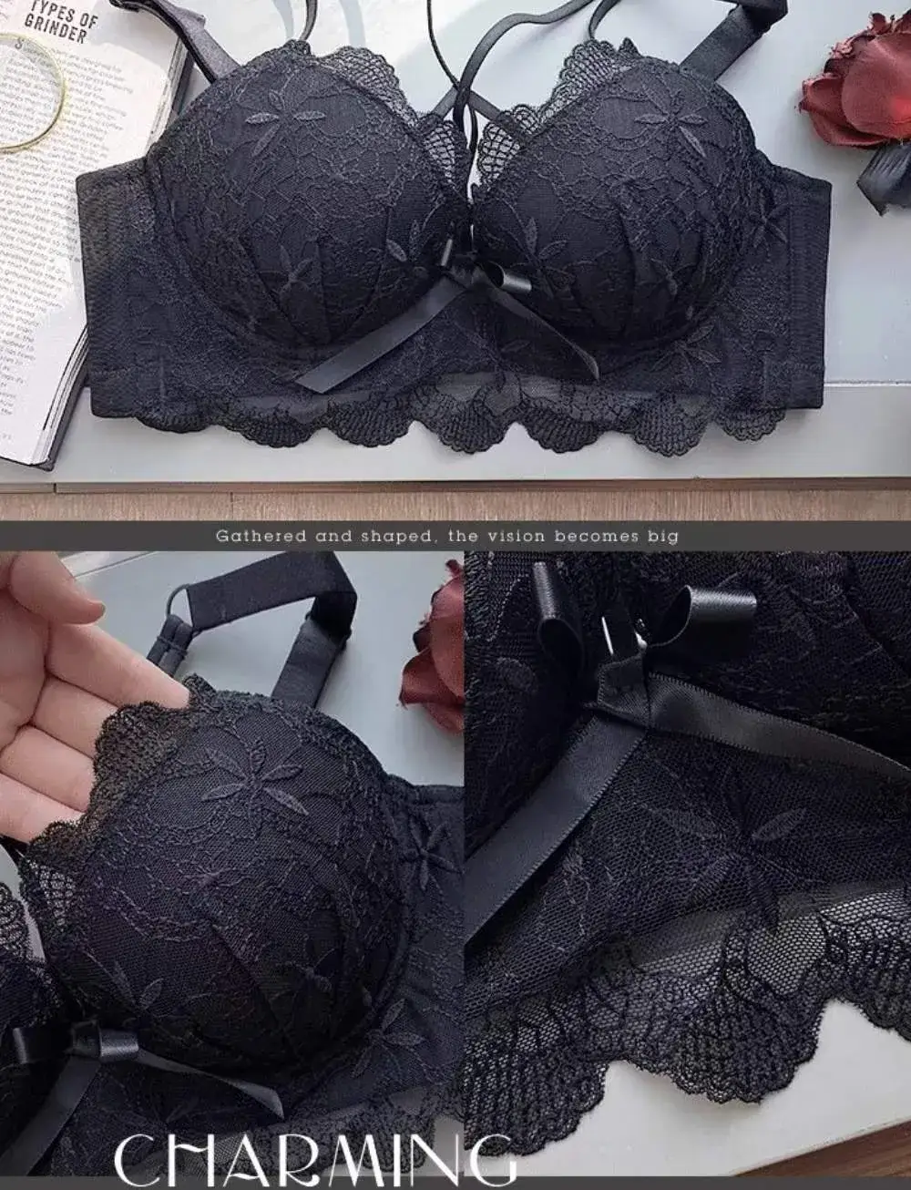 Red Lace Push Up Bra for Small Chest Anti Sagging — feature 9