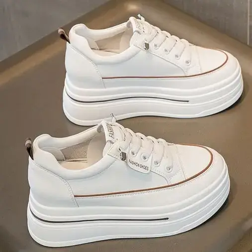 White Platform Sneakers for Women 2024 Spring - Image 6