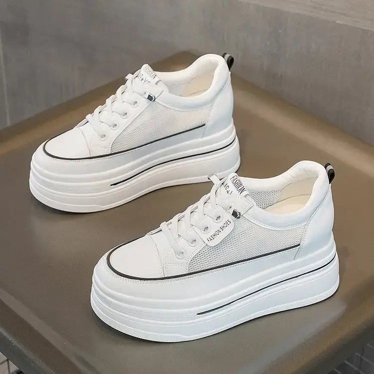 White Platform Sneakers for Women 2024 Spring - Image 7