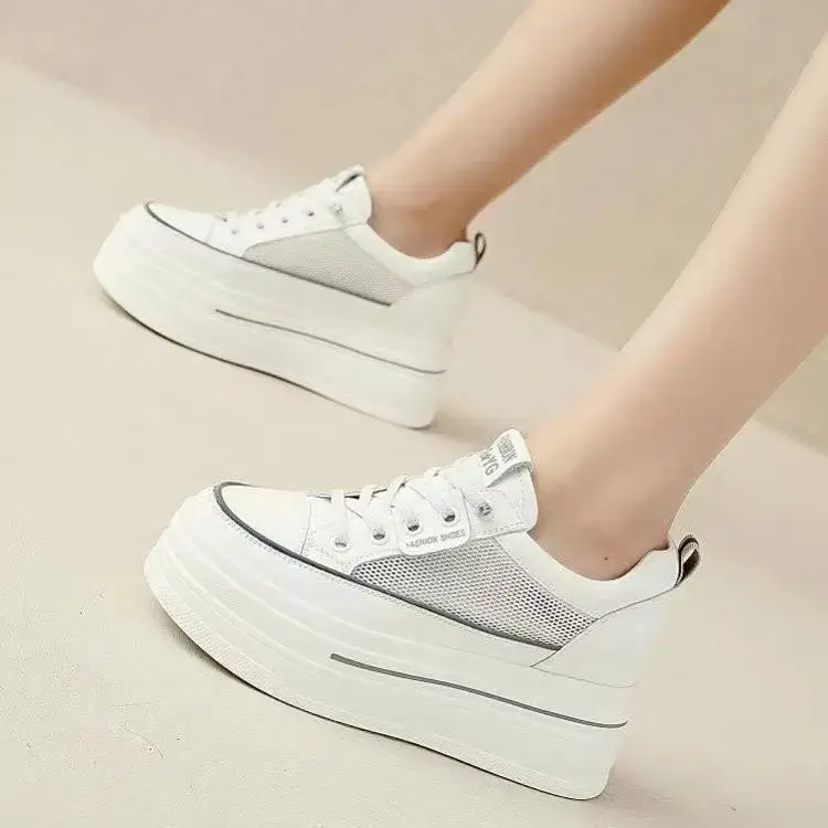 White Platform Sneakers for Women 2024 Spring - Image 8