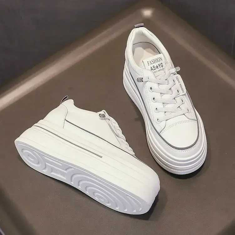 White Platform Sneakers for Women 2024 Spring - Image 2