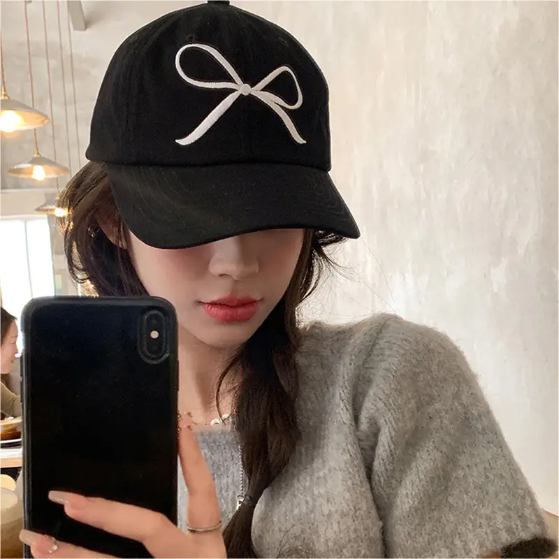 Pink Bow Embroidered Women's Baseball Cap - Image 6