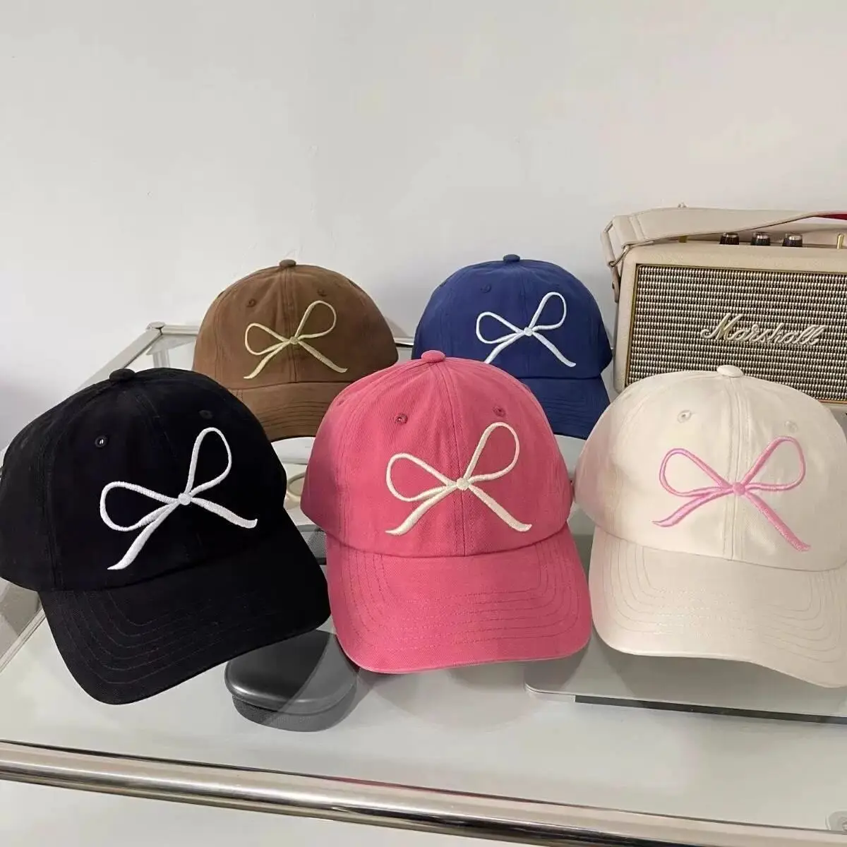 Pink Bow Embroidered Women's Baseball Cap - Image 7