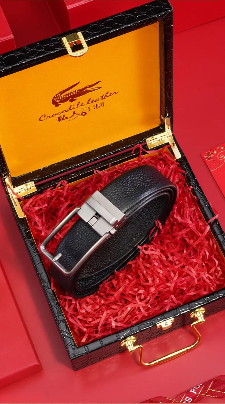 Men's Black Leather Belt with Silver Buckle — feature 10