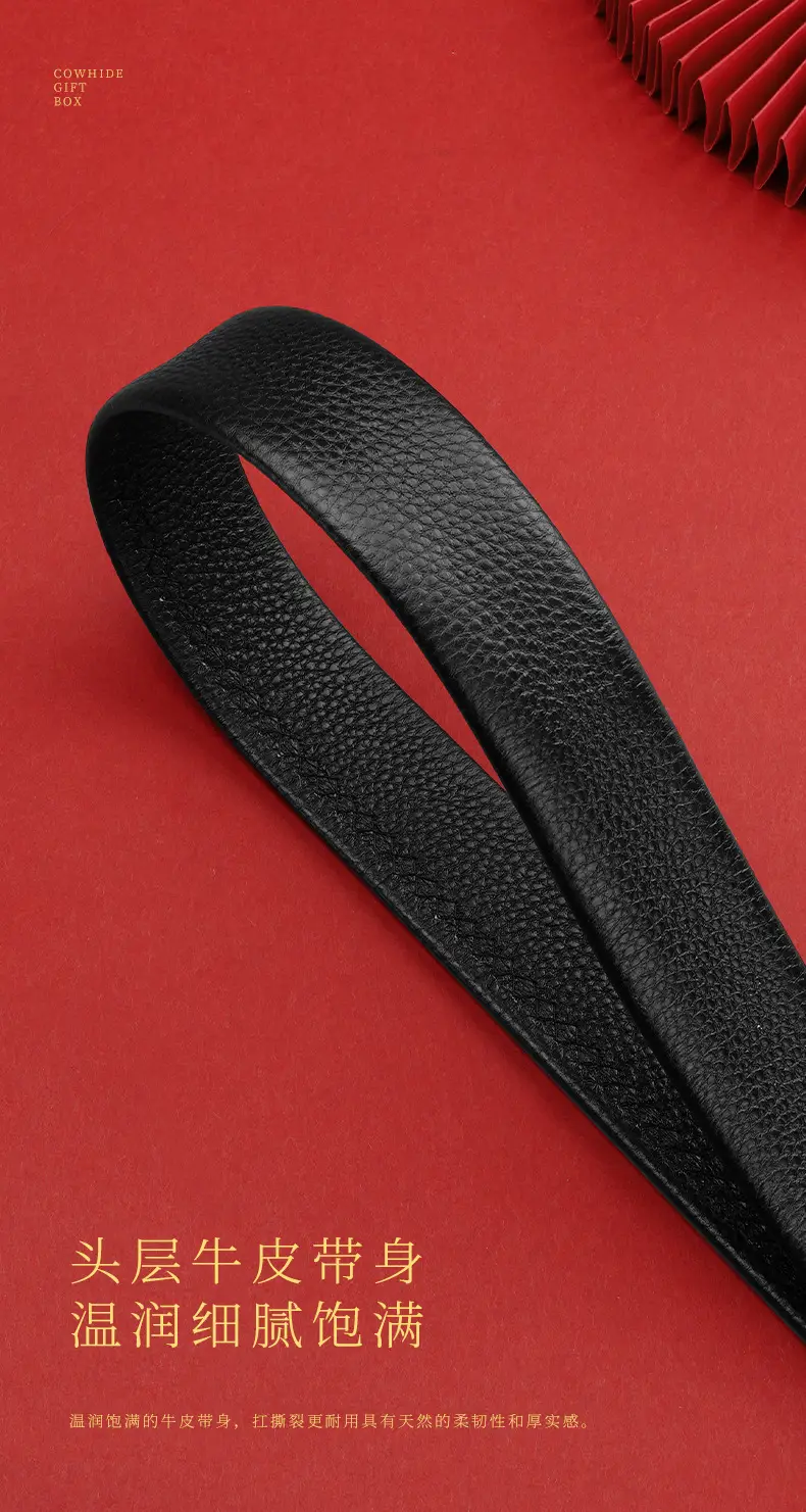 Men's Black Leather Belt with Silver Buckle — feature 8