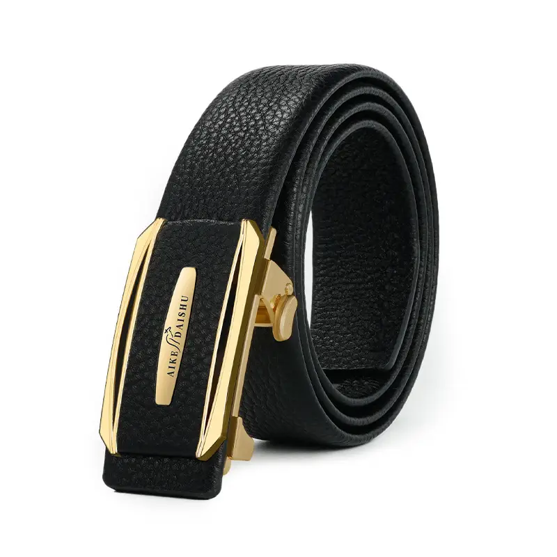 Men's Black Leather Belt with Silver Buckle - Image 3