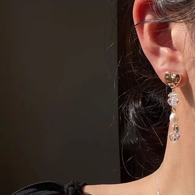 Ice Beauty Crystal Pearl Handmade Earrings