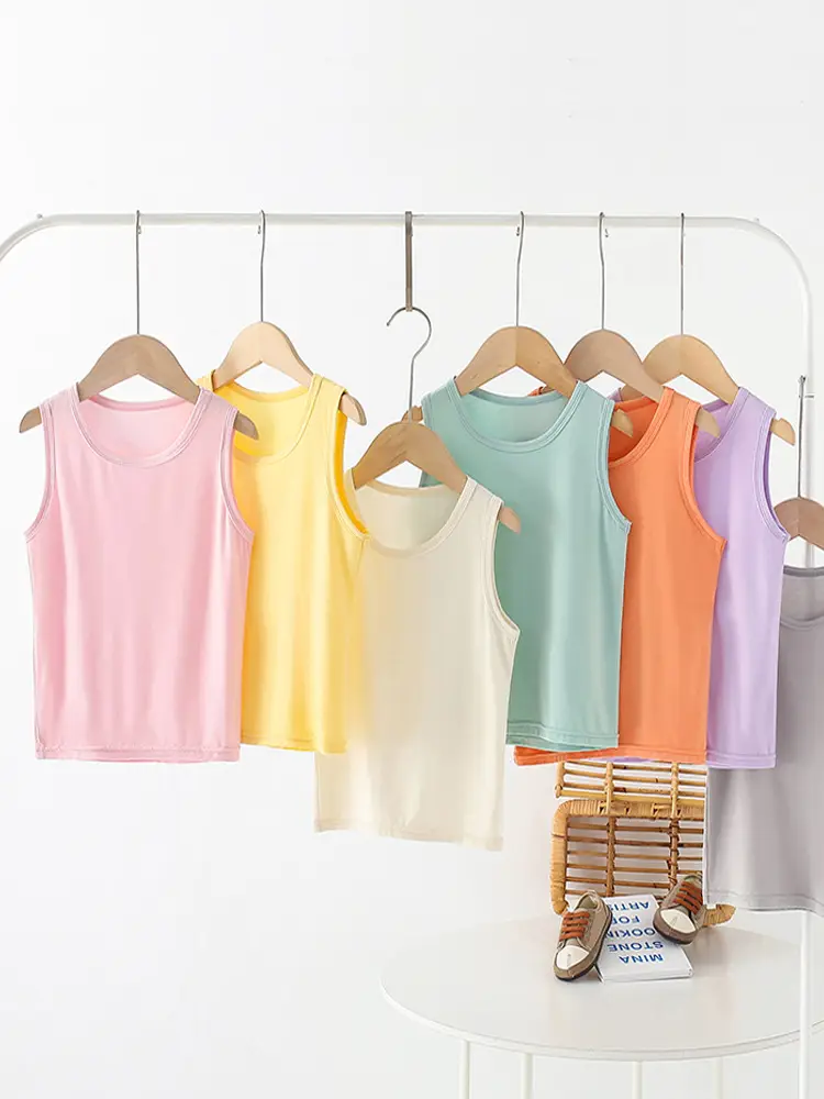 Children's Sleeveless Camisole Vest Orange Modal - Image 9
