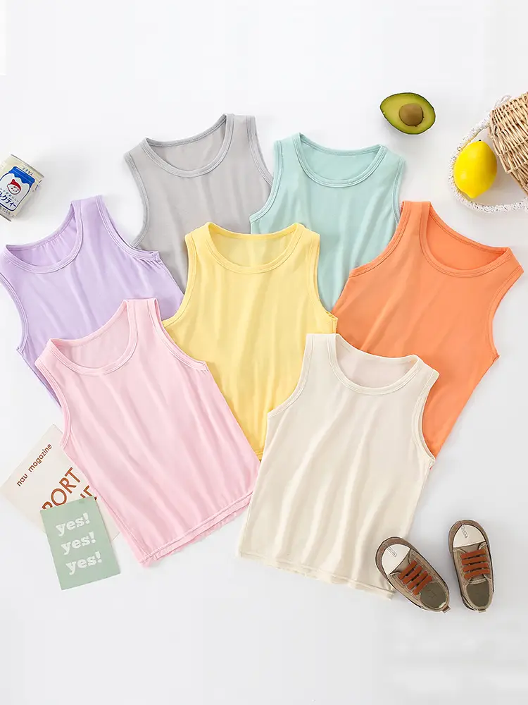 Children's Sleeveless Camisole Vest Orange Modal - Image 10