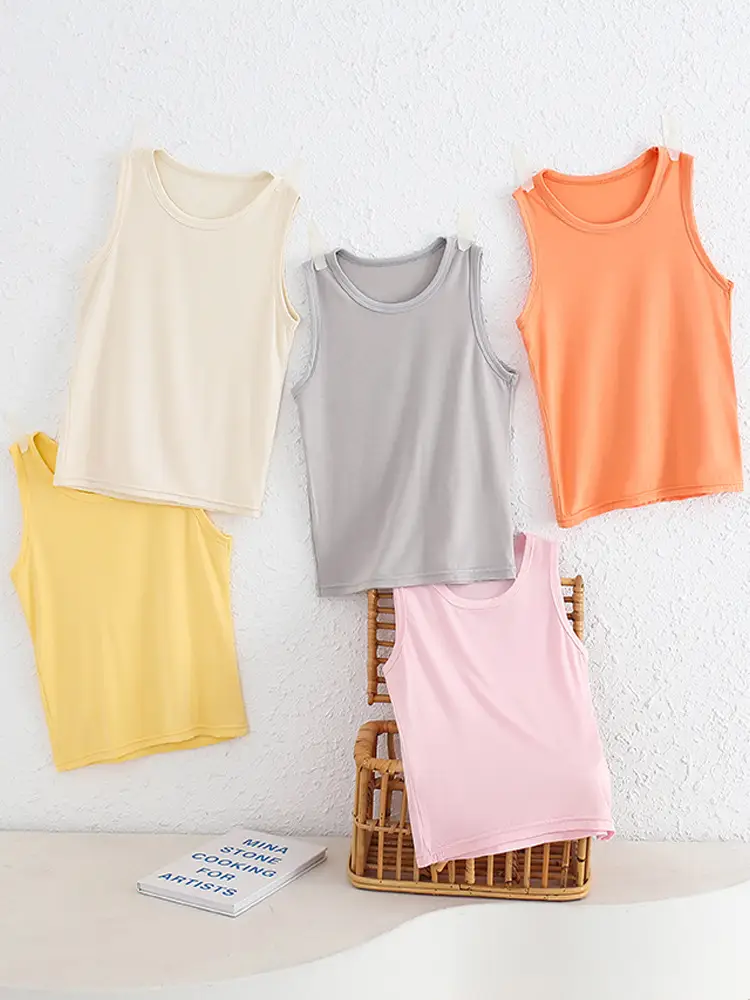 Children's Sleeveless Camisole Vest Orange Modal - Image 11
