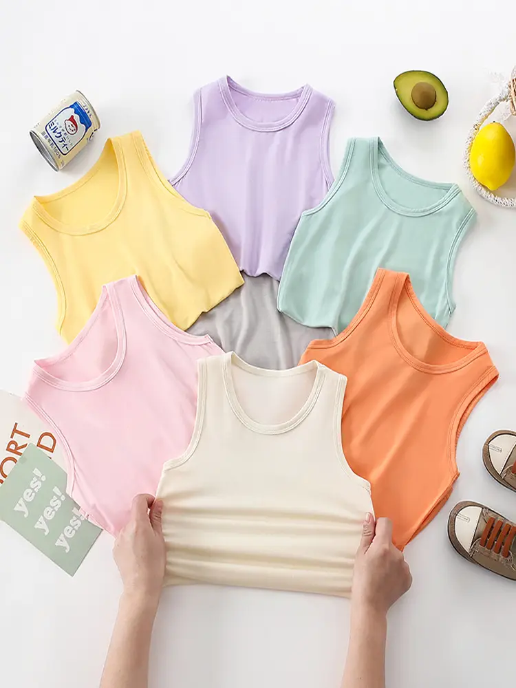 Children's Sleeveless Camisole Vest Orange Modal - Image 12