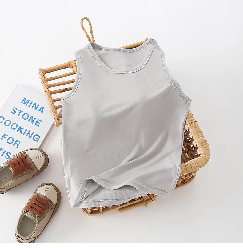 Children's Sleeveless Camisole Vest Orange Modal — feature 16