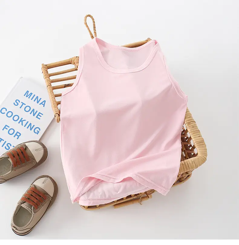 Children's Sleeveless Camisole Vest Orange Modal — feature 17