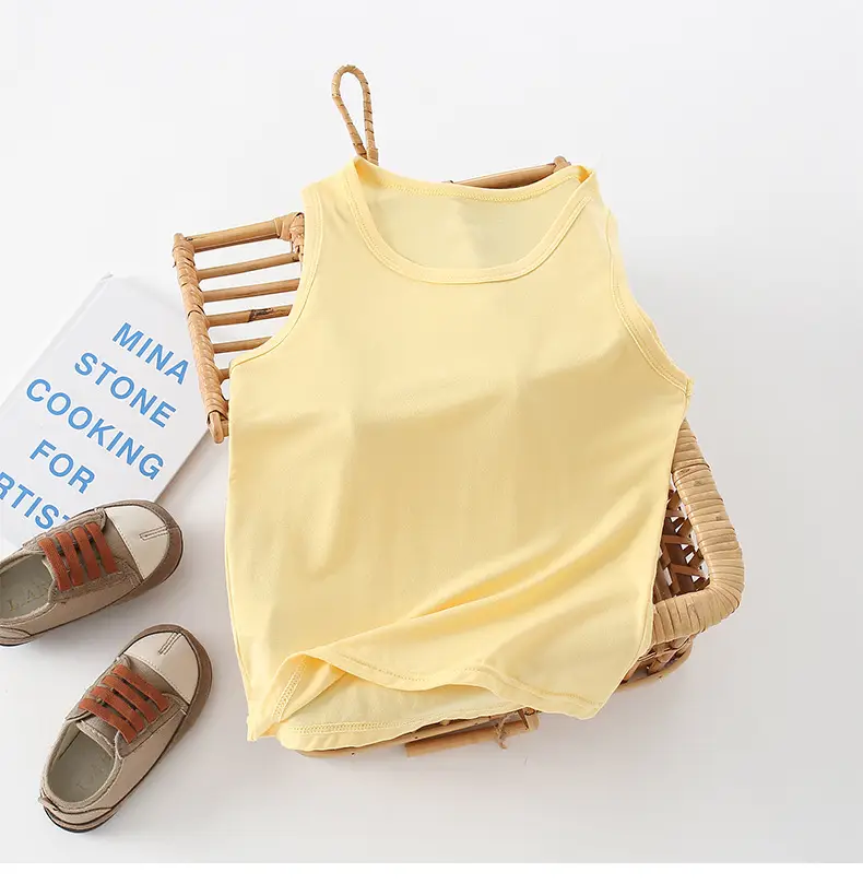 Children's Sleeveless Camisole Vest Orange Modal — feature 18