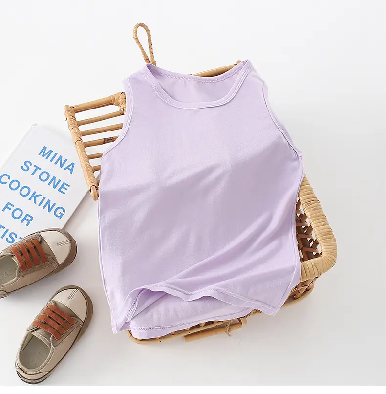 Children's Sleeveless Camisole Vest Orange Modal — feature 19