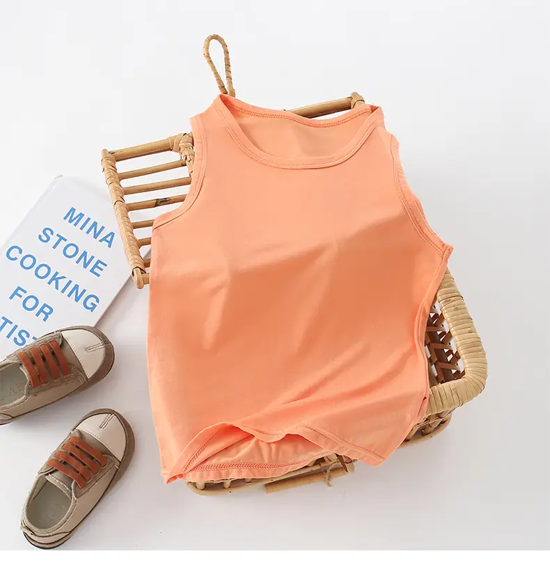 Children's Sleeveless Camisole Vest Orange Modal — feature 21