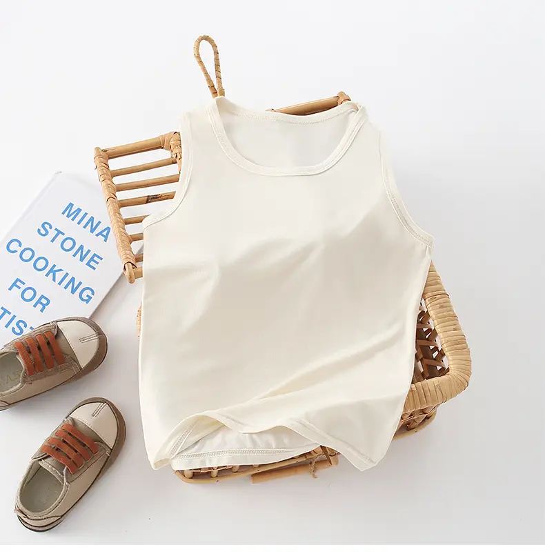Children's Sleeveless Camisole Vest Orange Modal — feature 22