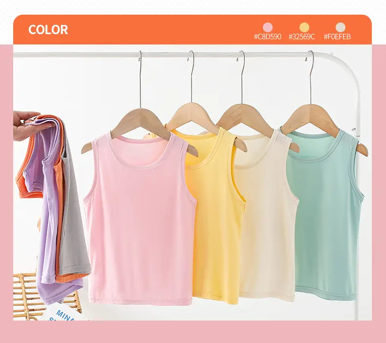 Children's Sleeveless Camisole Vest Orange Modal — feature 5