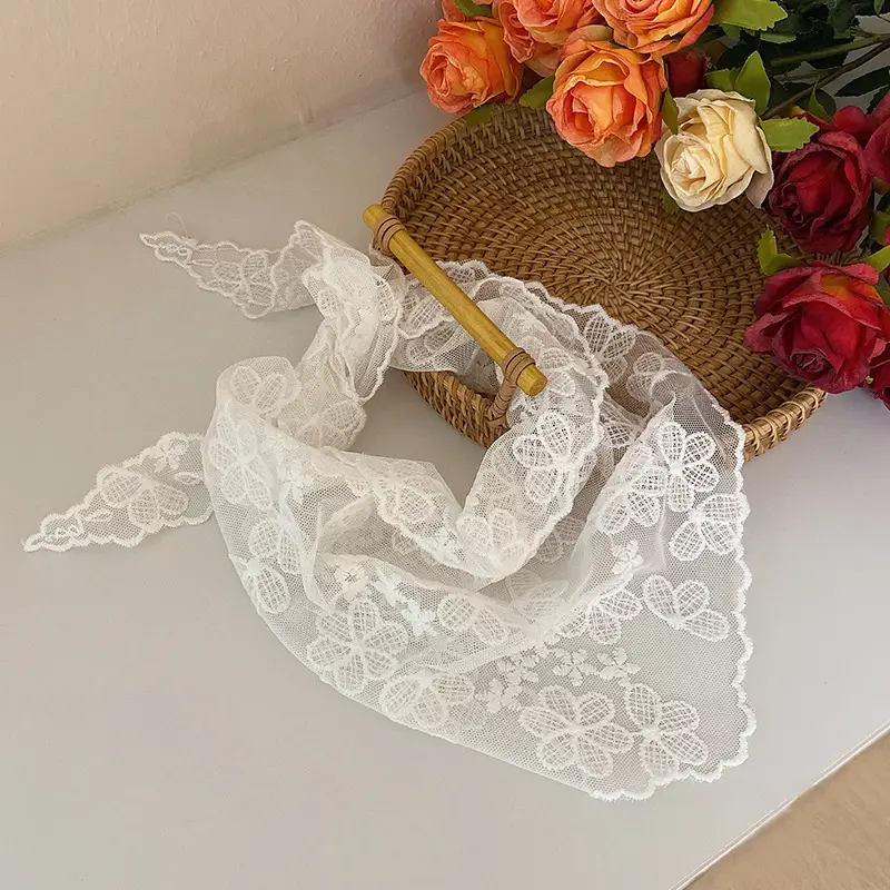French Lace Headscarf Triangle Scarf for Women - Image 6