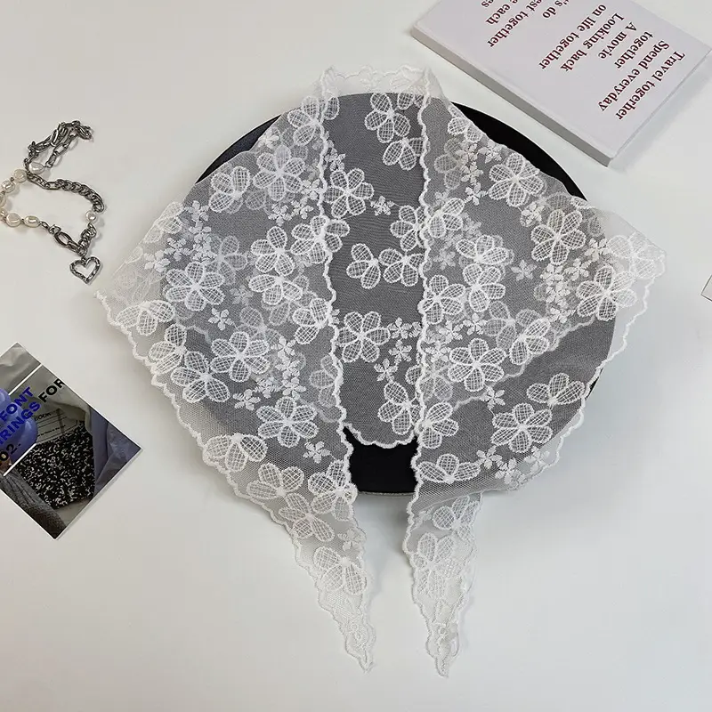 French Lace Headscarf Triangle Scarf for Women — feature 37
