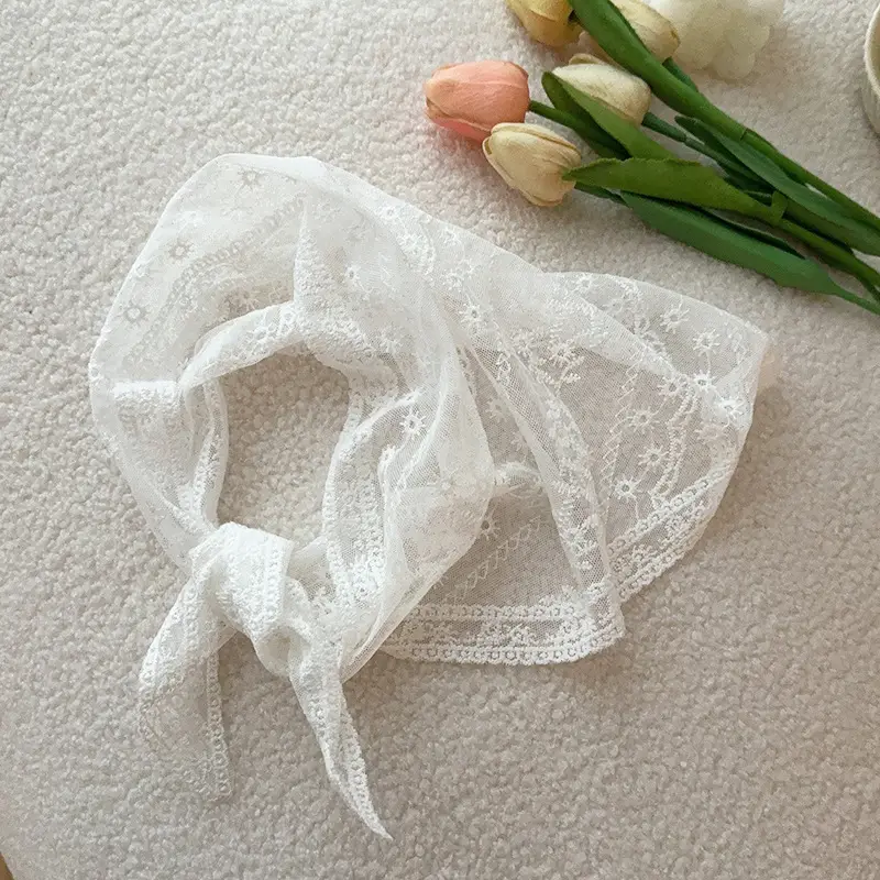 French Lace Headscarf Triangle Scarf for Women - Image 3