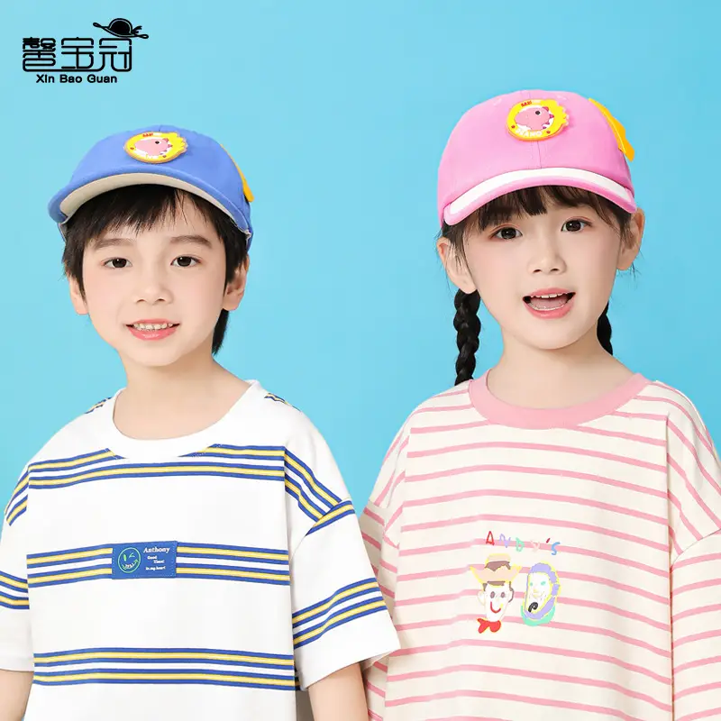 Kids Cartoon Cap Set Blue Pink Baseball Hats - Image 9