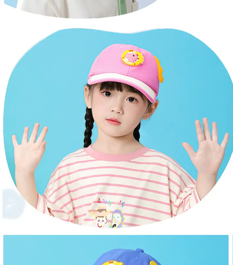 Kids Cartoon Cap Set Blue Pink Baseball Hats — feature 16