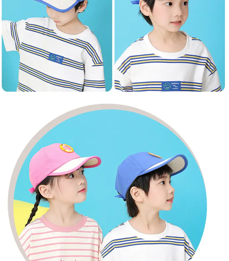 Kids Cartoon Cap Set Blue Pink Baseball Hats — feature 18