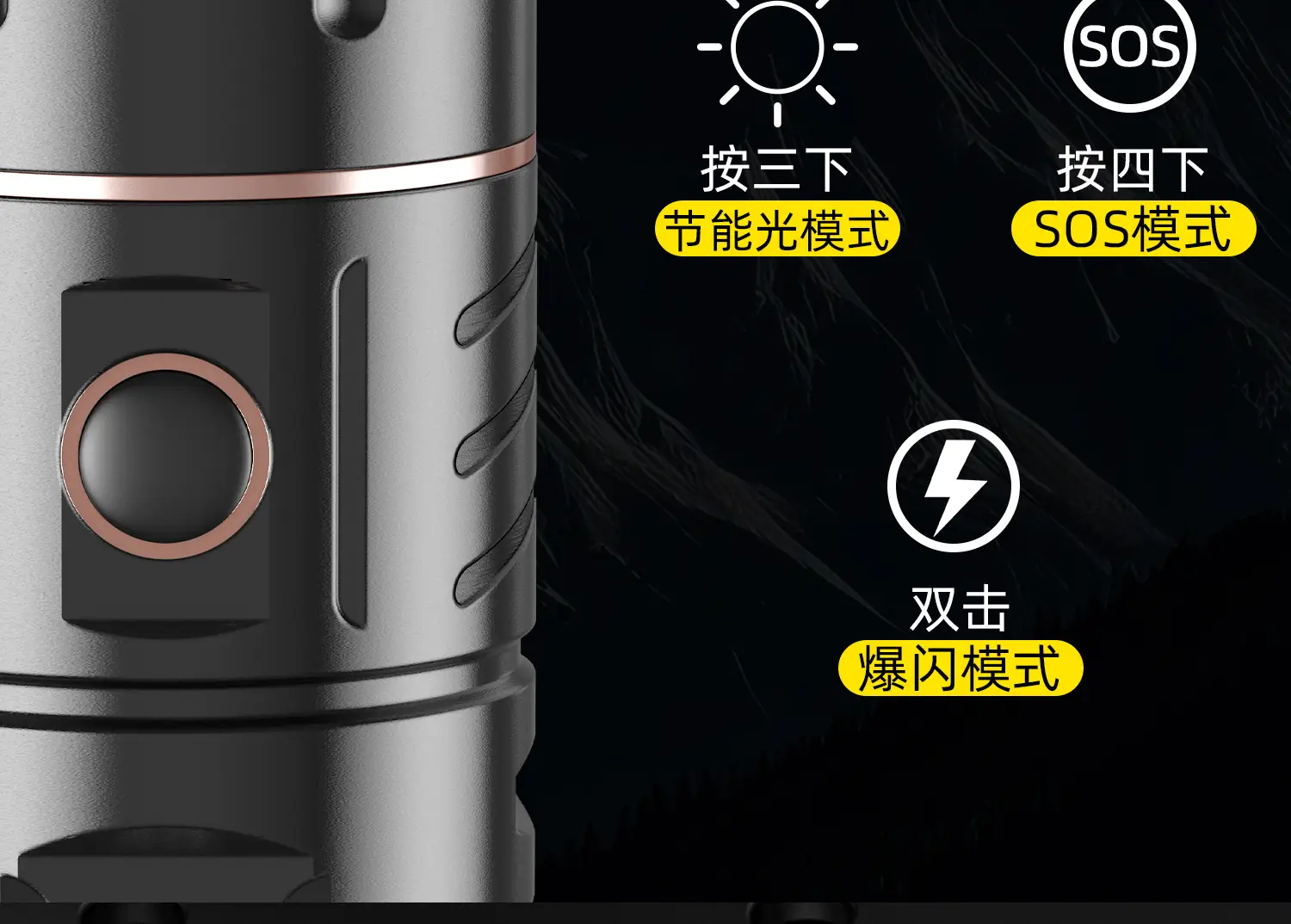 Cross-Border Rechargeable Flashlight with 3600mAh Battery β feature 14