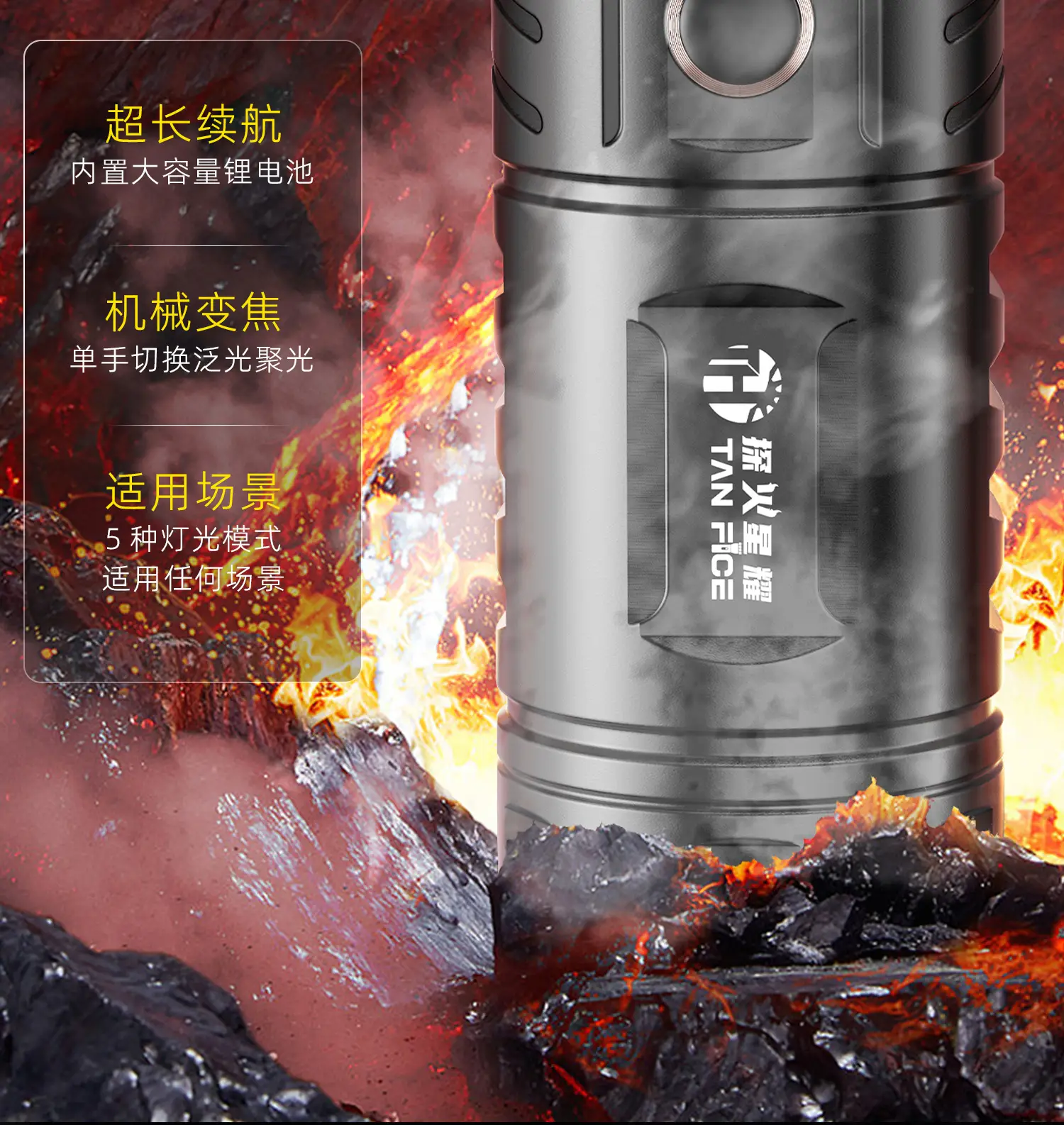 Cross-Border Rechargeable Flashlight with 3600mAh Battery β feature 2