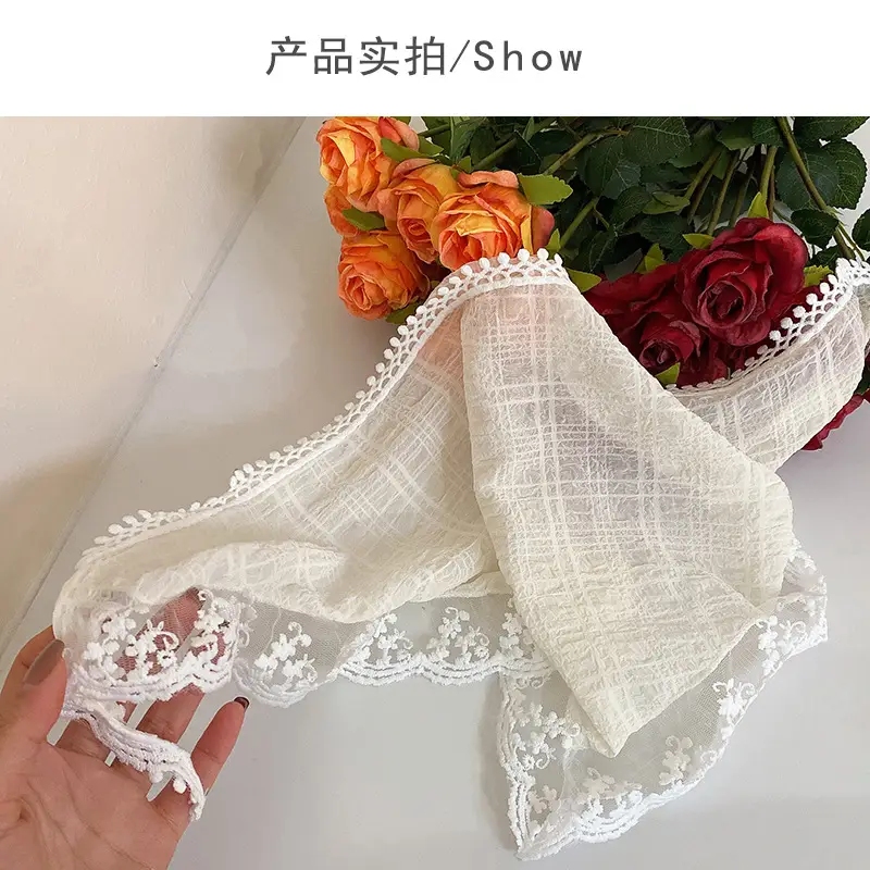 White Lace Triangle Hair Band with Silk Scarf Design — feature 29