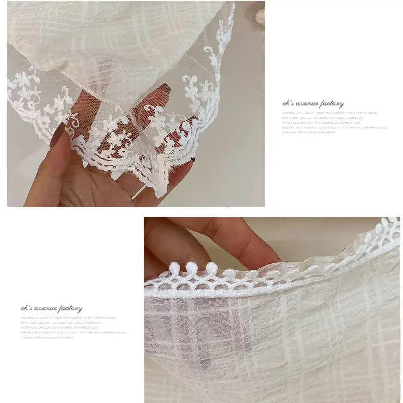 White Lace Triangle Hair Band with Silk Scarf Design — feature 33