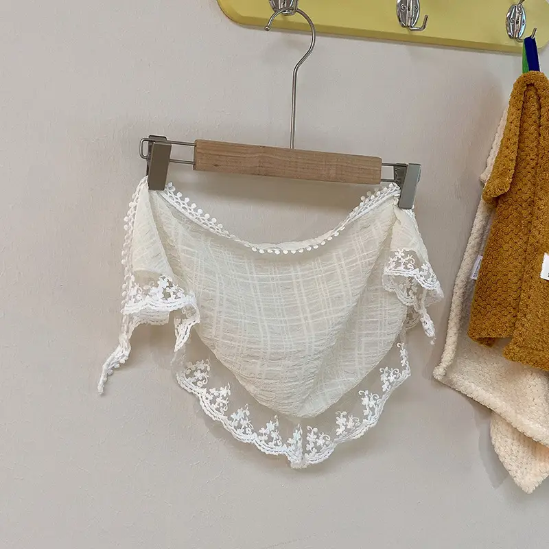 White Lace Triangle Hair Band with Silk Scarf Design — feature 34