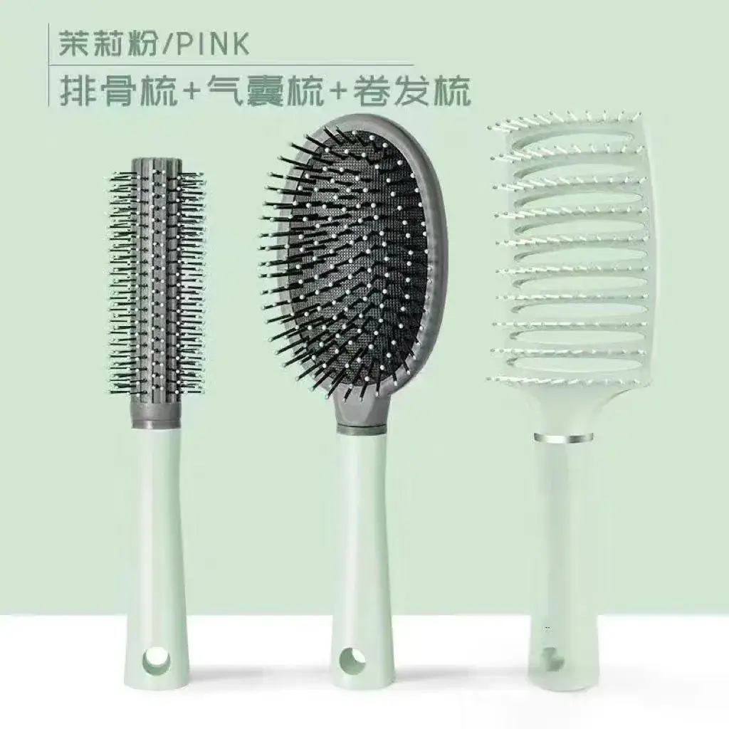 Green Hair Brush with Air Vent & High Cranial Design