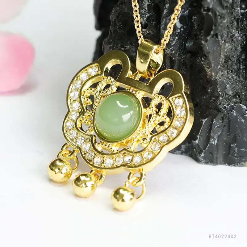 Guan Yu Jade Pendant Necklace with Crystal Accents - Image 5
