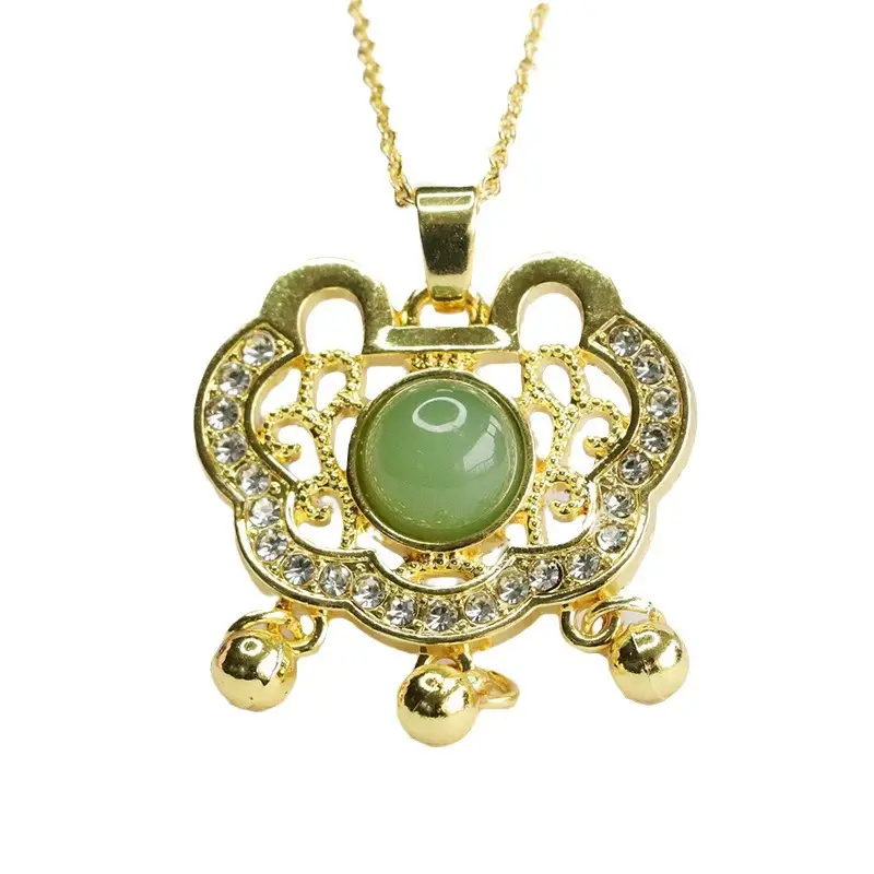 Guan Yu Jade Pendant Necklace with Crystal Accents - Image 6