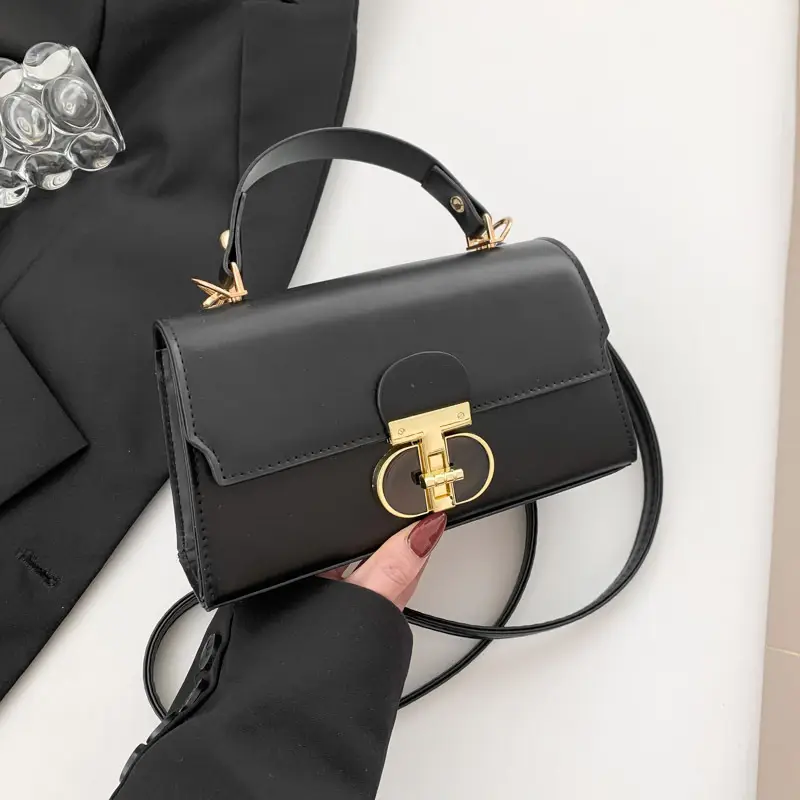 Black Lock Shoulder Messenger Bag for Women - Image 8