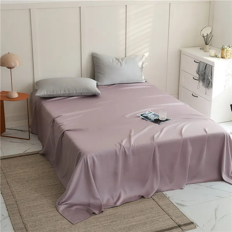 Solid Color Encrypted Lenzing Tencel Fitted Sheet Single Piece Summer Ice Silk Lyocell Bed Cover Set Bed Sheet Duvet Cover