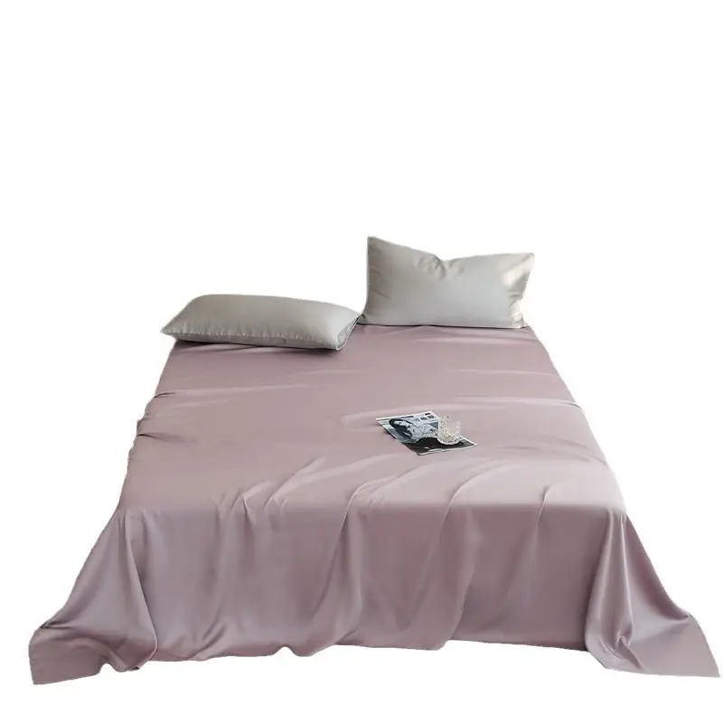 Solid Color Encrypted Lenzing Tencel Fitted Sheet Single Piece Summer Ice Silk Lyocell Bed Cover Set Bed Sheet Duvet Cover