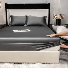 Solid Color Encrypted Lenzing Tencel Fitted Sheet Single Piece Summer Ice Silk Lyocell Bed Cover Set Bed Sheet Duvet Cover — feature 2